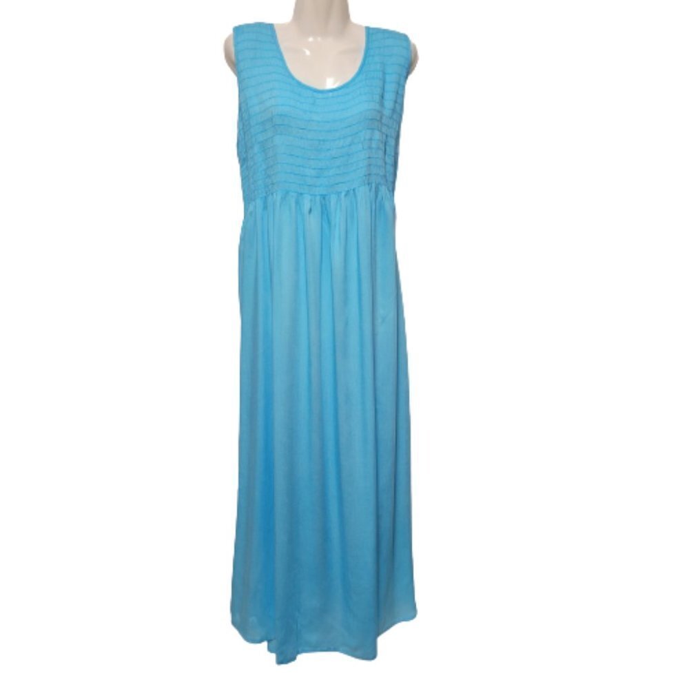 Blue Long Dress Sleeveless Rayon Long Dress Maxi Dress - Size L/XL - New!